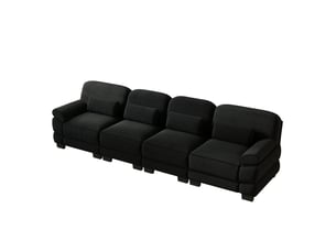 Canapé modulable 4 places 336x88,5x94 cm, tissu velours côtelé, assise profonde, coussins lombaires, canapé droit avec structure renforcée - noir