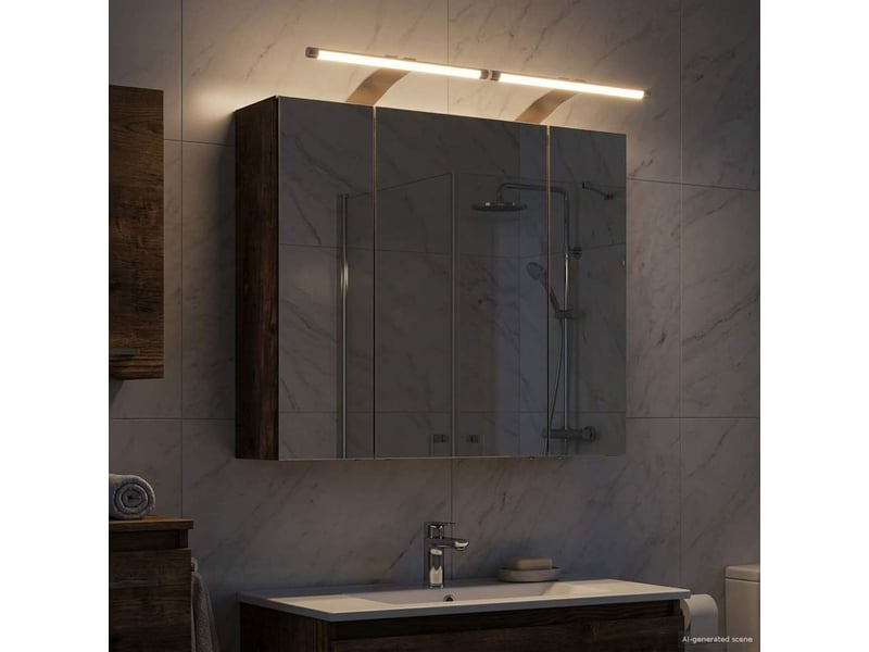 Amoire de salle de bain, meuble de salle de bain avec miroir chêne fumé shl9453 - Conforama B