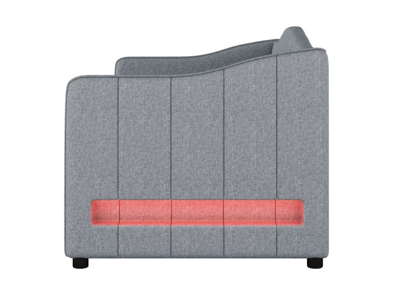 Lit banquette 90x200 avec lit gigogne, canapé lit simple en lin gris avec éclairage led, 212x99x85cm  - Conforama R
