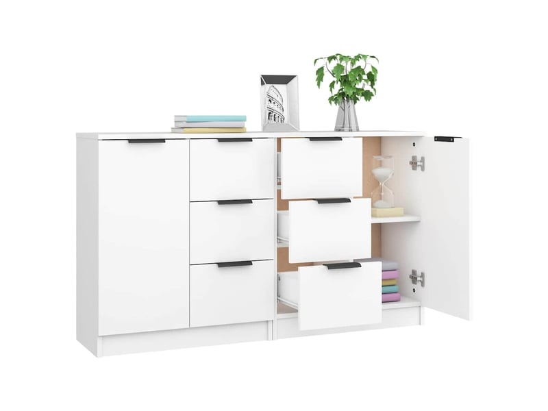  Buffets 2 pcs - bahut - meuble de rangement blanc 60x30x70 cm bois d'ingénierie  - Conforama D