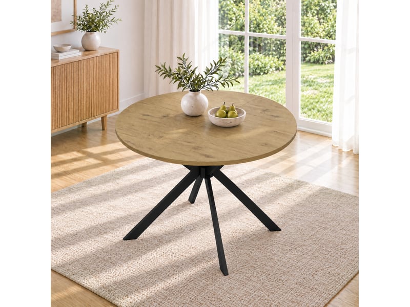  Table à manger extensible 100140x100x75 cm plateau ovale décor bois  - Conforama B