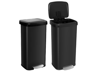 Poubelle à pédale en acier inox, poubelle cuisine 68 litres en plastique avec couvercle à fermeture douce, 40 x 38 x 78 cm