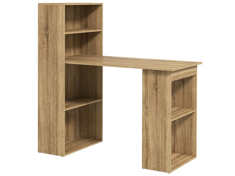  Bureau informatique avec étagère de rangement bureau d'angle adjacente bibliothèque multi-rangements chêne  - Conforama B