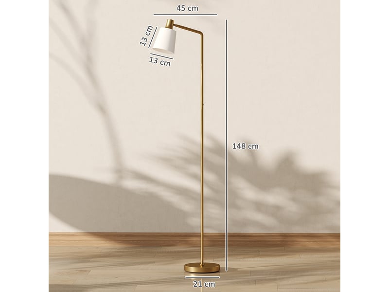  Lampadaire led à intensité variable avec 3 températures de couleur (3000k-6500k), abat-jour pivotant, ampoule e27, blanc et or  - Conforama E