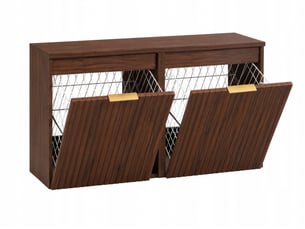 Ensemble de meubles bas flow noyer foncé 80 cm avec plan et 2 paniers à linge