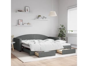 Lit adulte, lit simple, lit de jour avec gigogne et tiroirs sans matelas 100x200cm cf18214
