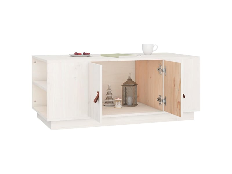  Table basse - table de salon - table à thé blanc 100x50x41 cm bois massif de pin  - Conforama D