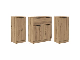 Buffet - bahut - meuble de rangement 3 pc chêne artisanal 120 x 30 x 70 cm bois d'ingénierie