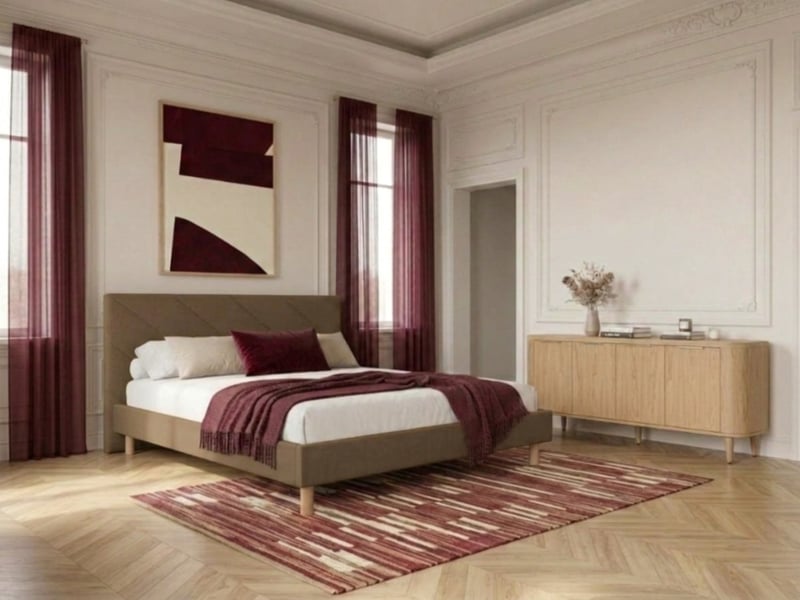  Bobochic lit helena tissu velours lisse avec lattes massives marron 180x200 HELENA - Conforama C