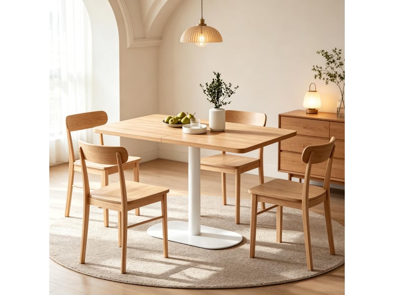  Table de salle à manger 6 personnes à pied central en panneaux de particules 120×70×75 cm chêne  - Conforama B