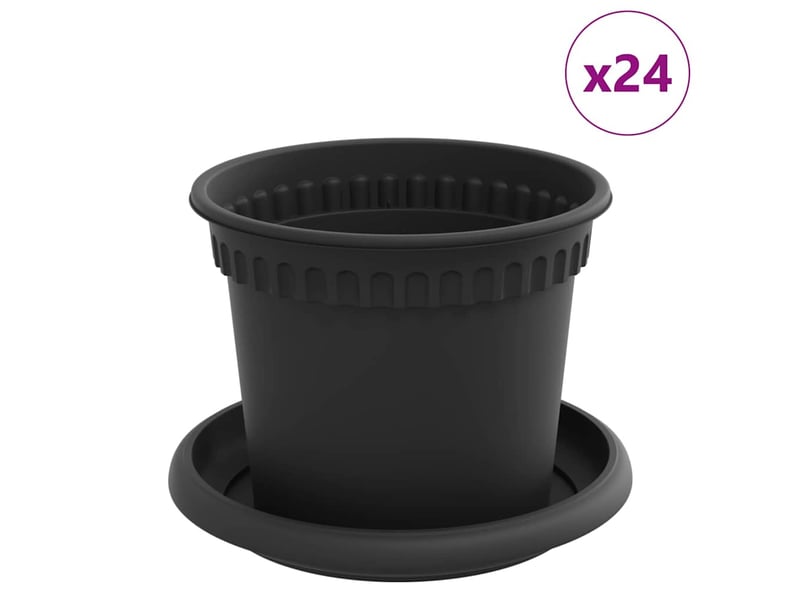  Jardinière - pots de plantes 24 pcs noir plastique  - Conforama A