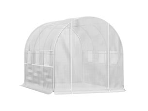 Serre potagère en acier 3 x 2 x 2 m avec bâche en pe, portes zippées et fenêtres en filet, blanche