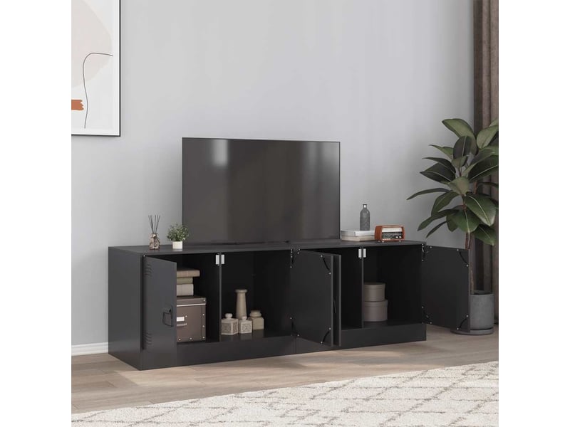  Lot de 2 meuble tv bas salon noir 67x39x44 cm acier shl8994  - Conforama B