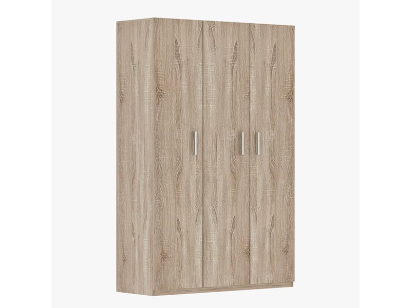  Armoire 3 portes 8 étagères couleur chêne clair  - Conforama D