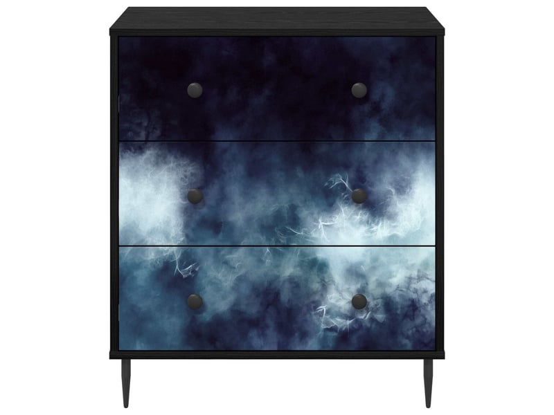  Commode chambre, meuble de rangement raalte impression marbre bleu 66 x 36,5 x 76 cm  - Conforama D