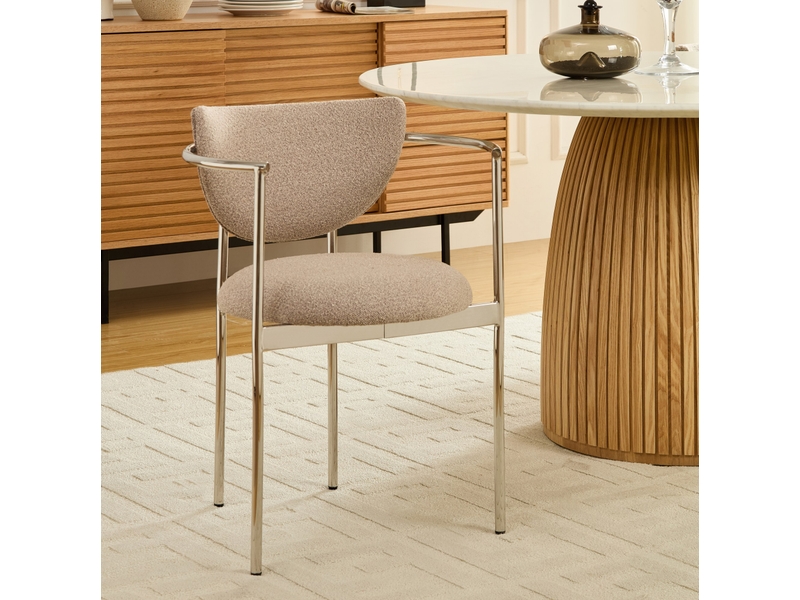  Lot de 2 chaises de salle à manger 45x75 cm avec accoudoirs coloris kaki clair  - Conforama B