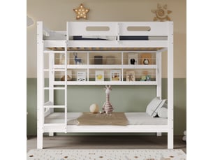 Lit superposé 90x200 cm <strong>MERAX</strong>  <strong>lit enfant blanc</strong> coloris blanc