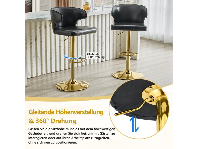  Lot de 2 tabourets de bar pivotants et réglables en similicuir pu noir W3658P438272 - Conforama D
