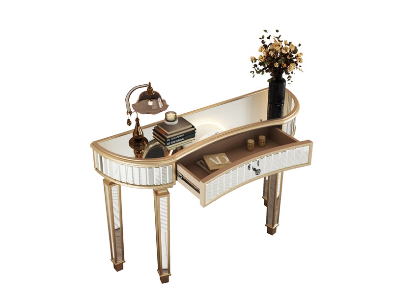  Table basse 120 x 38 cm en verre et mdf doré et argenté  - Conforama D
