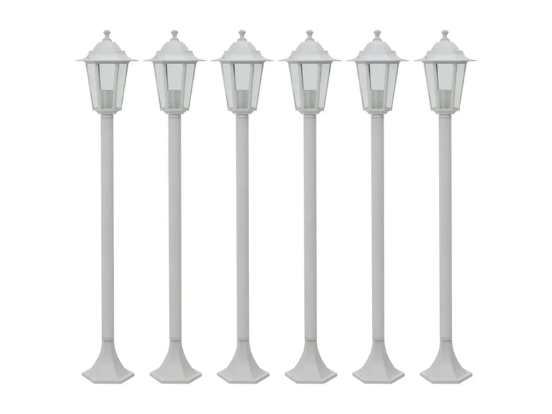  Lot de 6 lampes de jardin à piquet fonctionnelles ambiance extérieure 110 x 19 cm en aluminium blanc 02_0045891  - Conforama A