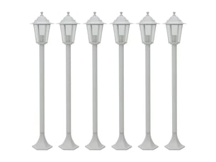 Lot de 6 lampes de jardin à piquet fonctionnelles ambiance extérieure 110 x 19 cm en aluminium blanc 02_0045891