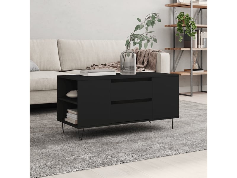  Table basse - table de salon - table à thé noir 102x44,5x50 cm bois d'ingénierie  - Conforama B
