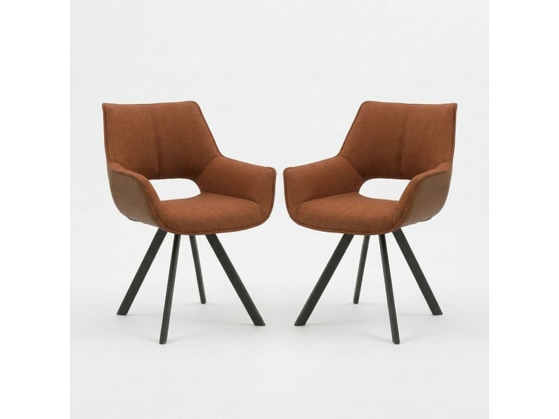 Lot de 2 chaises de salle à manger rembourrées olga - orange  - Conforama A