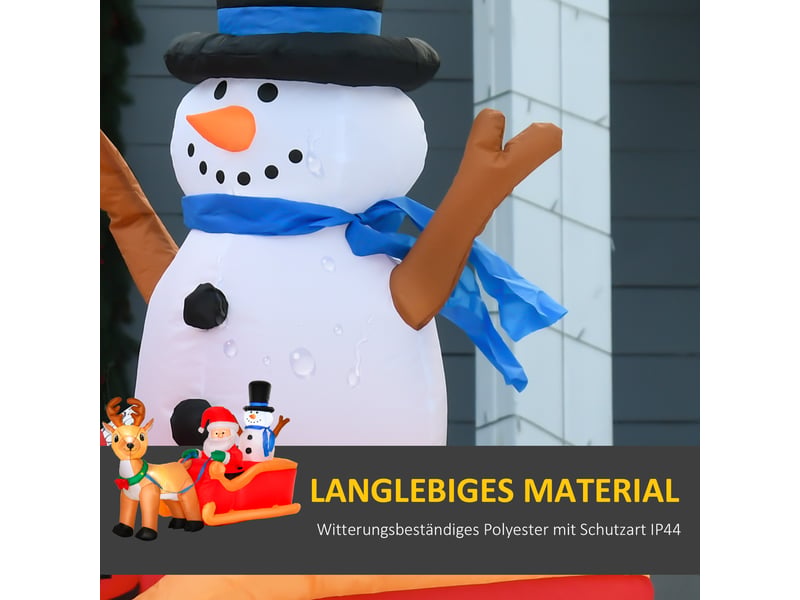  Père noël gonflable sur traîneau avec renne led 200 x 80 x 128 cm  - Conforama E