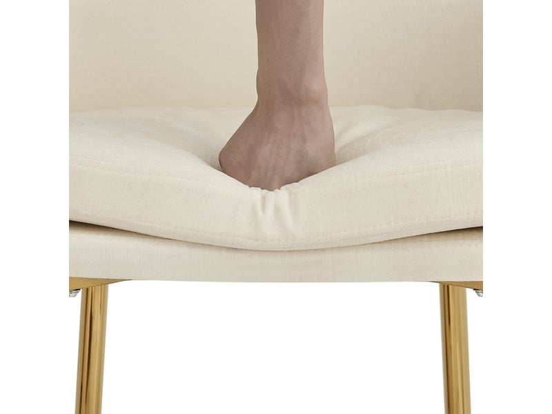  Lot de 2 chaises de salle à manger avec accoudoirs 61x59x78,5 cm, rembourrées, dossier ergonomique, polyester blanc  - Conforama D