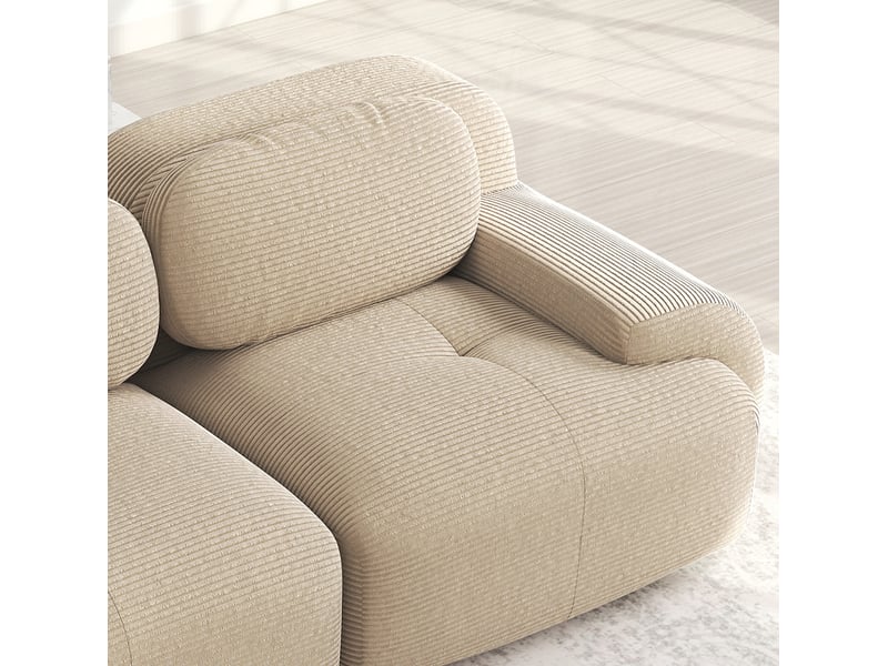 Canapé d'angle modulable 4 places en velours côtelé beige, livré sans montage pour salon, chambre ou bureau - Conforama D