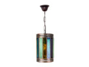 Lanterne suspension artisanale casablanca e27 marron multicolore 18 cm