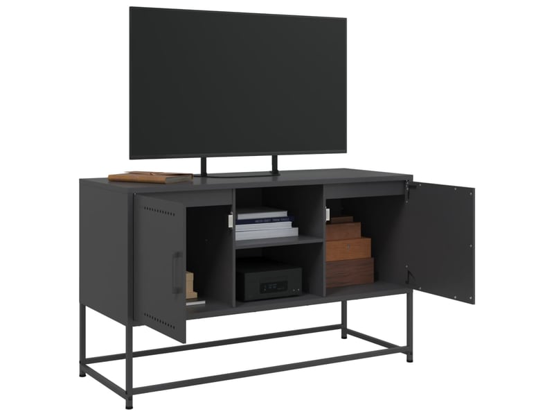  Meuble tv - banc tv - meuble de rangement noir 100,5x39x60,5 cm acier  - Conforama E