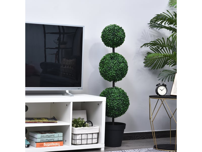  Buis artificiel topiaire artificielle en forme de boules dim. Ø 30 x 112h cm vert  - Conforama D