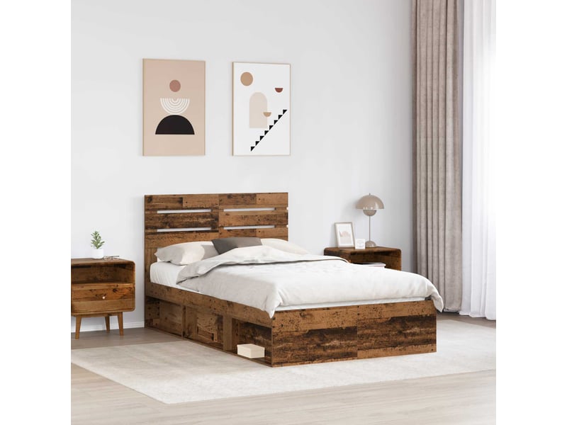  Lit double- lit adulte -  cadre de lit bois ancien 120 x 190 cm pin massif  - Conforama B