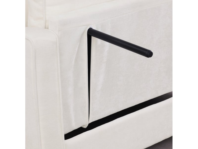  Canapé droit convertible 1 place beige en tissu, avec pouf de rangement, idéal pour les petits espaces  - Conforama D