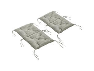 Lot de 2 coussins d'assise, 98 x 50 cm, avec attaches, revêtement en tissu, 8 cm d'épaisseur, gris clair
