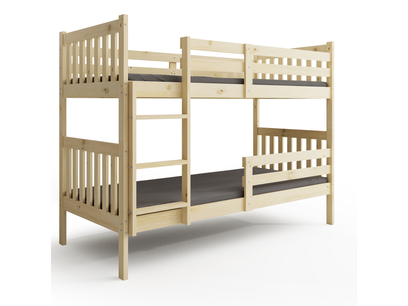  Lit superposé séparable 90x200 cm kacper interbeds - bois massif de pin avec barrière, sommier – pin naturel  - Conforama A