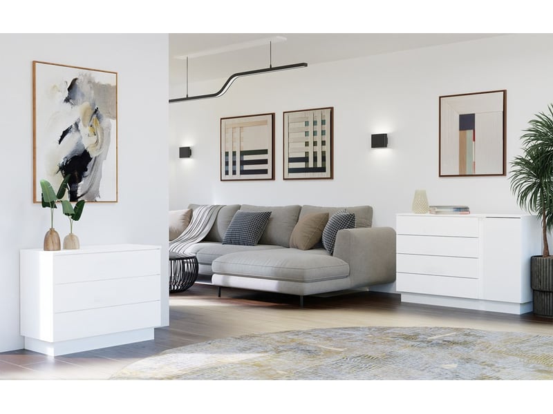  Amber 3s - commode 3 tiroirs - 85x66x40 cm - pour chambre et salon - blanc  - Conforama B