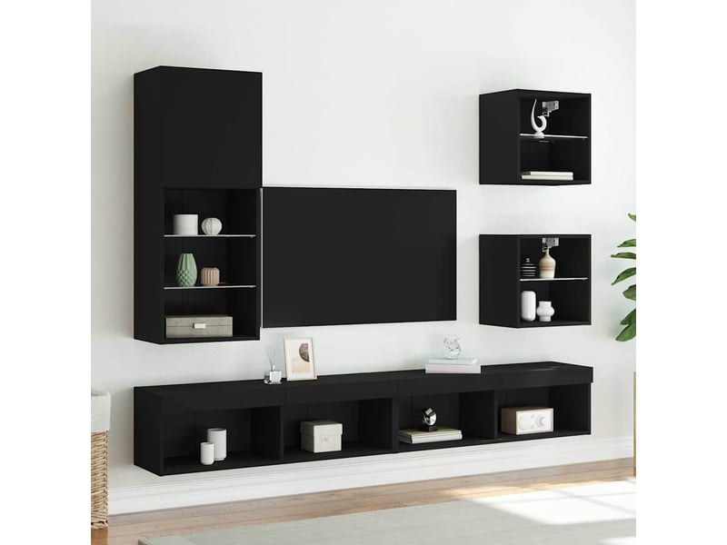  Meuble tv - banc tv - meuble de rangement avec lumières led noir 40,5x30x102 cm  - Conforama C