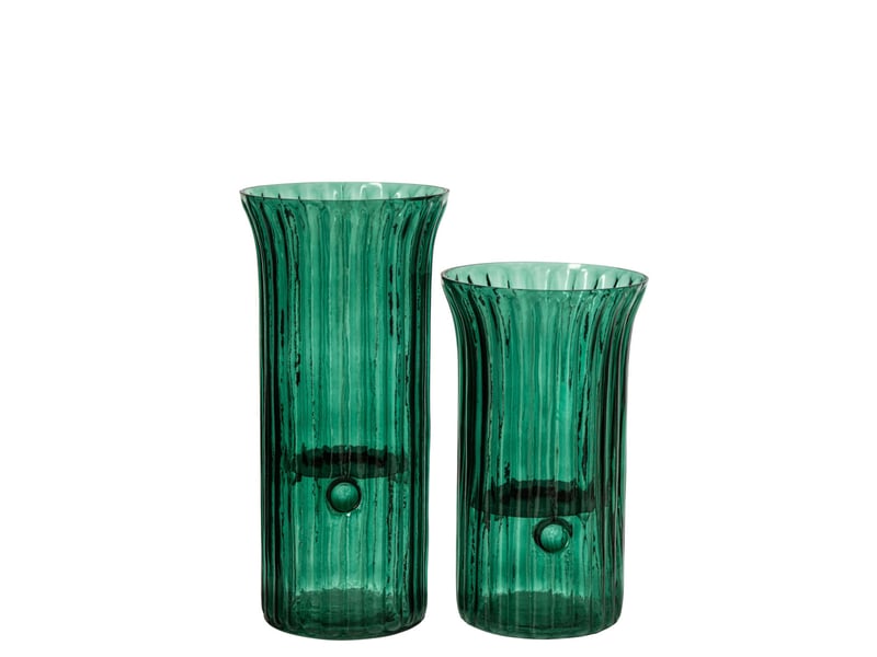  Photophore strié en verre quirin 32cm turquoise  - Conforama C