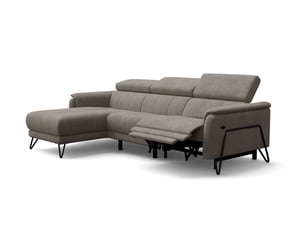 Canapé d'angle 4 places roden avec relax, tissu velours beige
