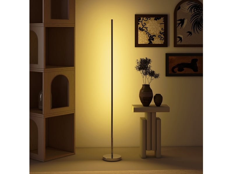  Lampadaire led 20x20x150 cm argenté en aluminium, température de couleur réglable avec télécommande  - Conforama B