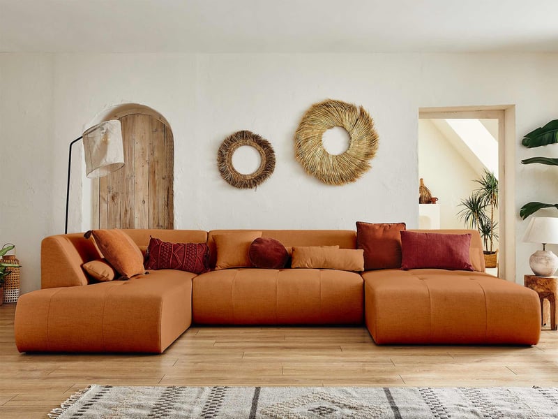 Onyx - canapé panoramique d'angle gauche 7 places - en tissu - lisa design - rouille ONYX - Conforama E