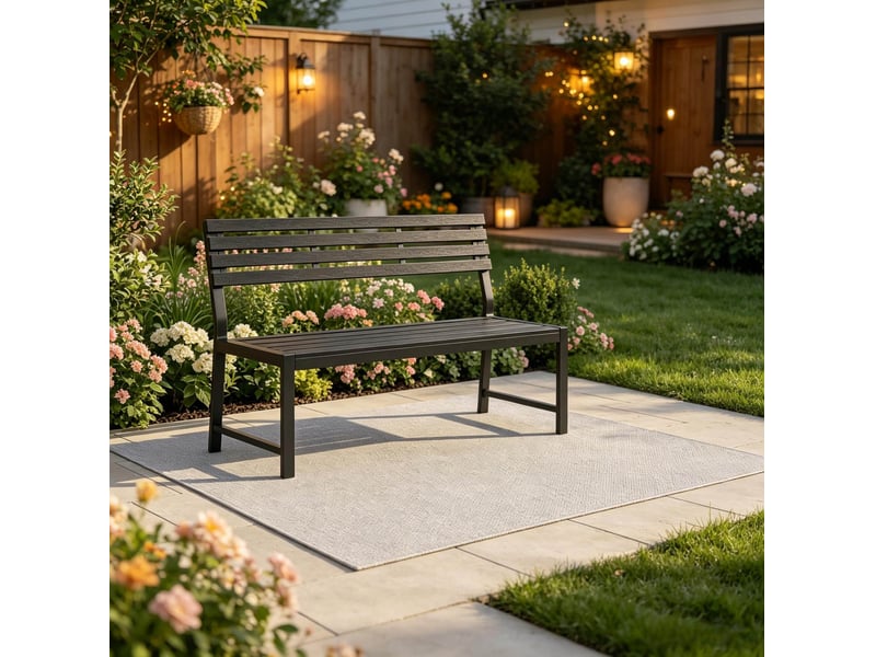  Banc de jardin extérieur avec dossier 115 cm noir evryae  - Conforama B