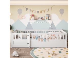 Lit simple 90x190 cm <strong>MERAX</strong>  <strong>lit enfant blanc</strong> coloris blanc