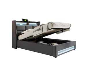 Lit coffre 90x200 cm WISHDOR   coloris gris
