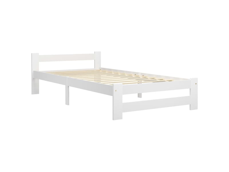  Lit simple- lit adulte -  cadre de lit sans matelas blanc bois de pin massif 90x200 cm  - Conforama A