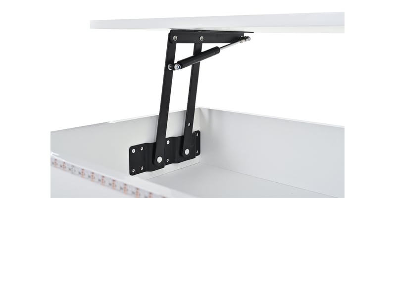  Table basse 96x45x40 cm plateau relevable led panneau de particules blanche  - Conforama D
