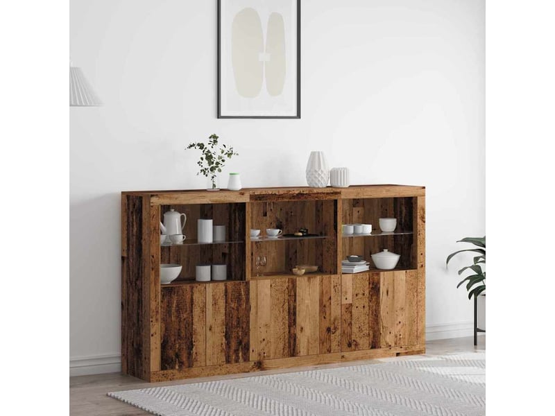 Buffet - bahut - meuble de rangement led bois ancien 181,5 x 37 x 100 cm bois d'ingénierie  - Conforama B