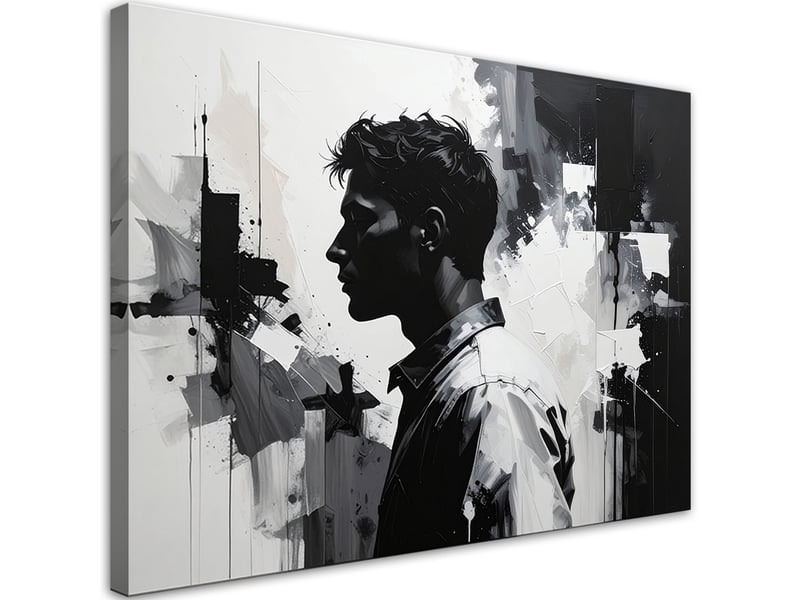  Tableau moderne, portrait d'un homme en noir et blanc dans un style moderne 45x30 1312614352 - Conforama A